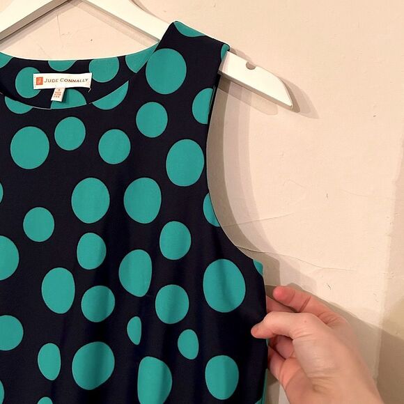 Jude Connally Women’s Size Small Stretchy Sleeveless Polka Dot Dress, Pockets - Picture 14 of 14